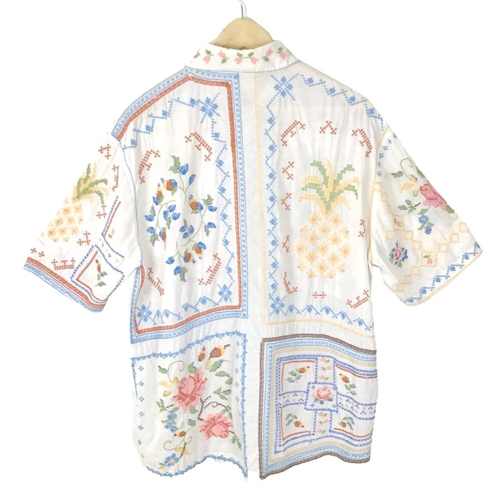 Farm Rio Embroidered Cotton Blouse - Picture 10 of 15